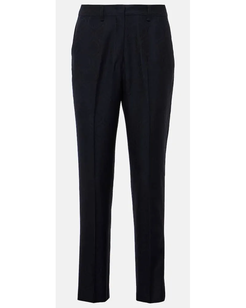 Etro Pantaloni slim in jacquard di misto cotone Blu
