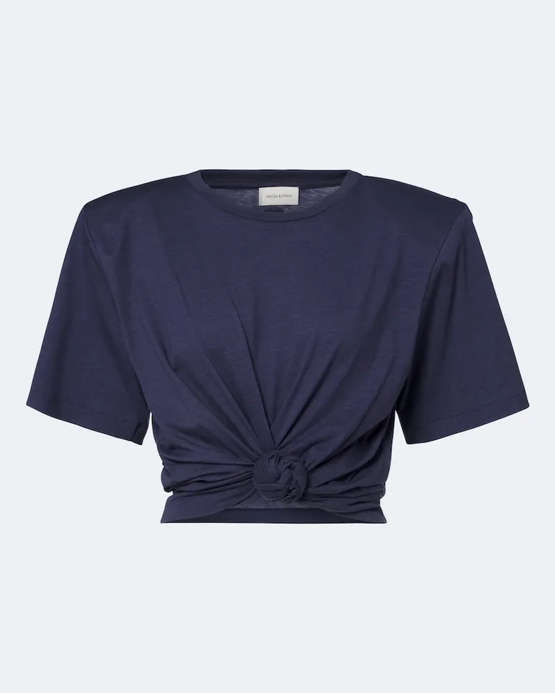 Magda Butrym T-shirt cropped in misto cotone Blu
