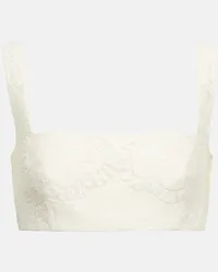 Valentino Garavani Bralette in misto cotone con ricami Bianco