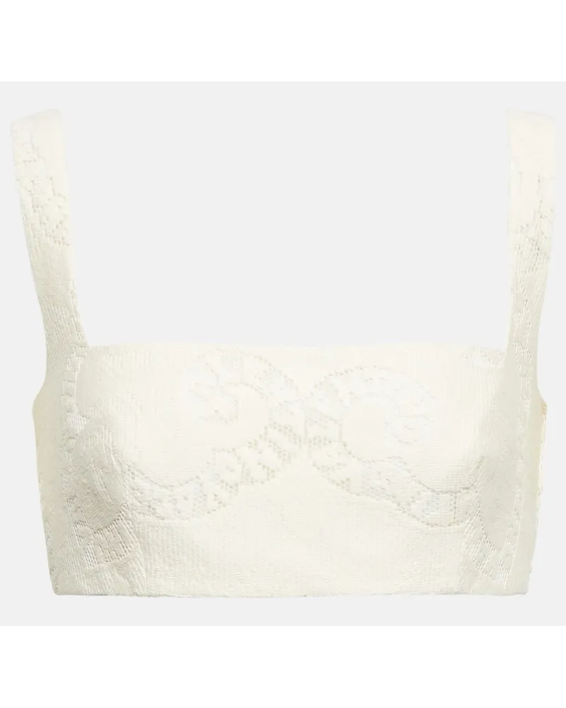 Valentino Garavani Bralette in misto cotone con ricami Bianco
