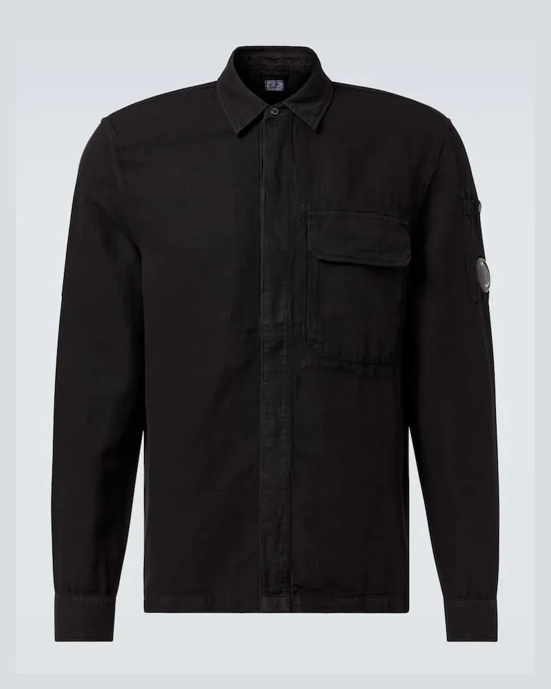 C.P. Company Camicia Lens in cotone e lino Nero