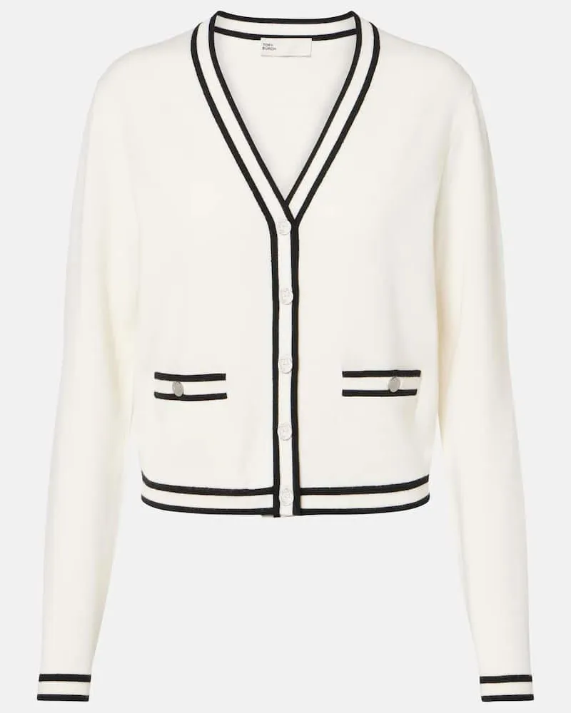Tory Burch Cardigan Kendra in misto lana Bianco