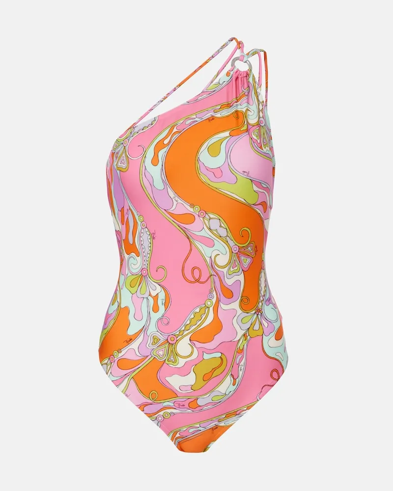 Emilio Pucci Costume intero Orchidee monospalla Rosa
