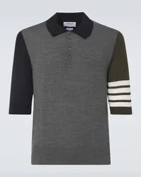 Thom Browne Polo 4-Bar in lana vergine Grigio