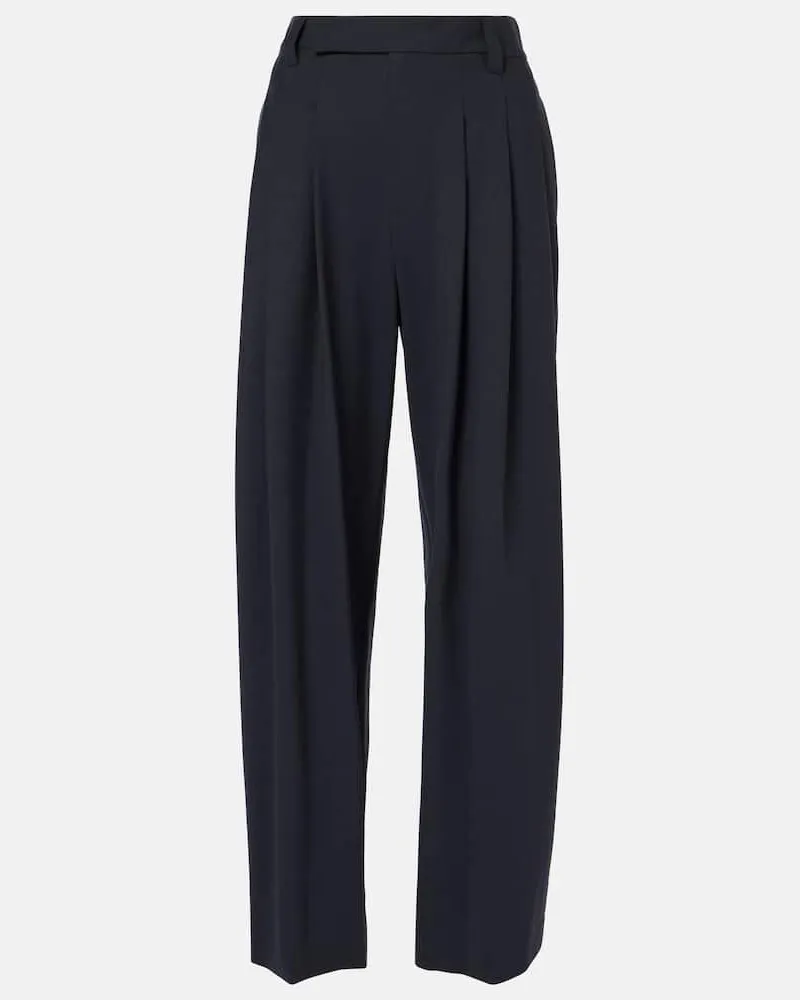 Brunello Cucinelli Pantaloni a gamba larga in misto lana Blu
