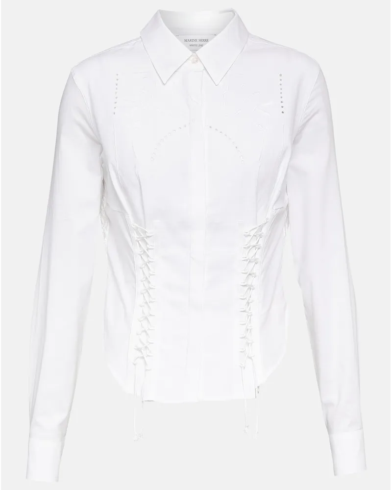 Marine Serre Camicia in cotone traforato con ricamo Bianco