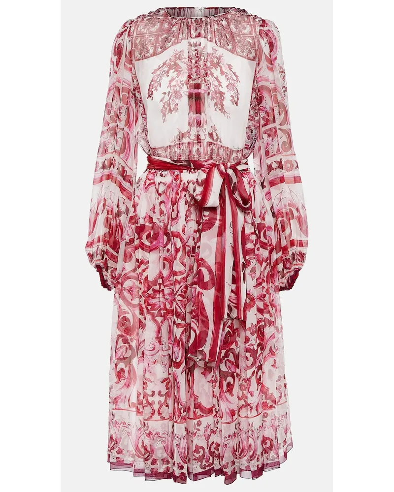 Dolce & Gabbana Abito midi in chiffon di seta Rosa