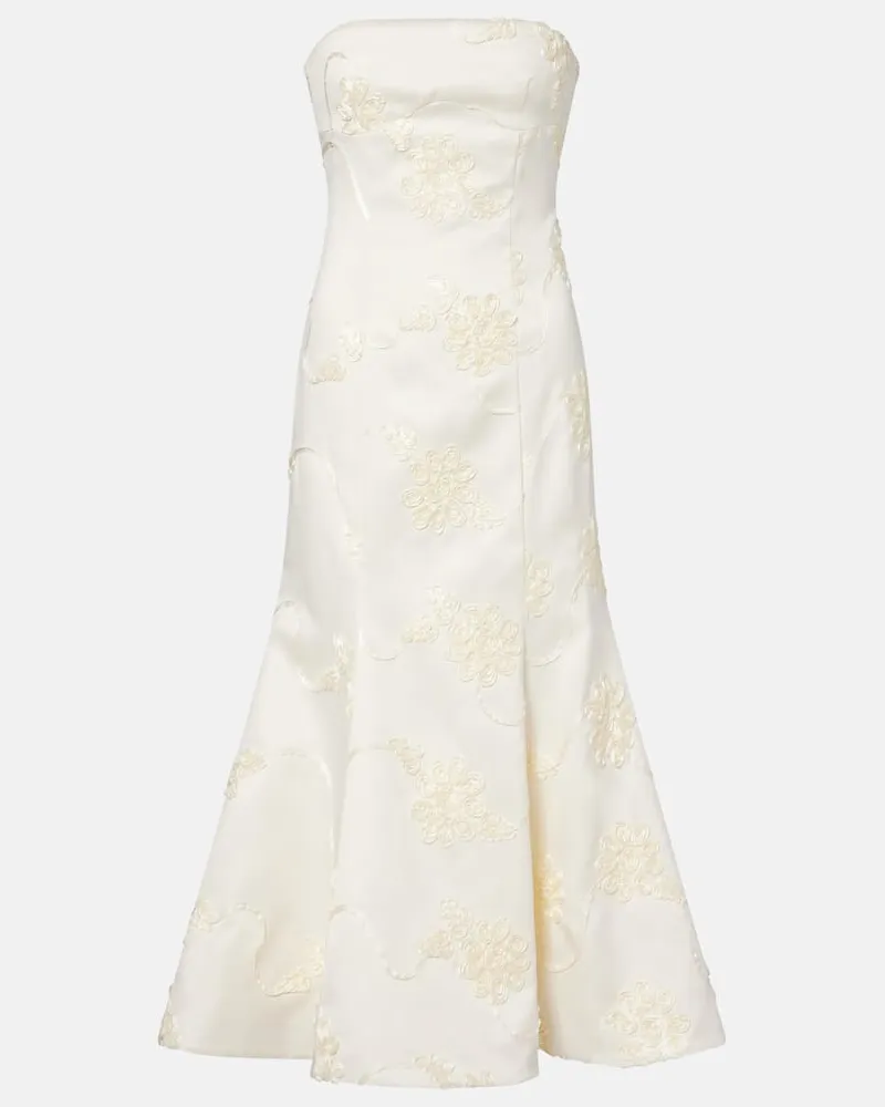 ROTATE Birger Christensen Sposa - Abito midi in raso con ricamo Bianco