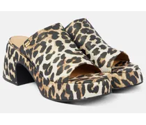 Sandali in raso con stampa leopardata