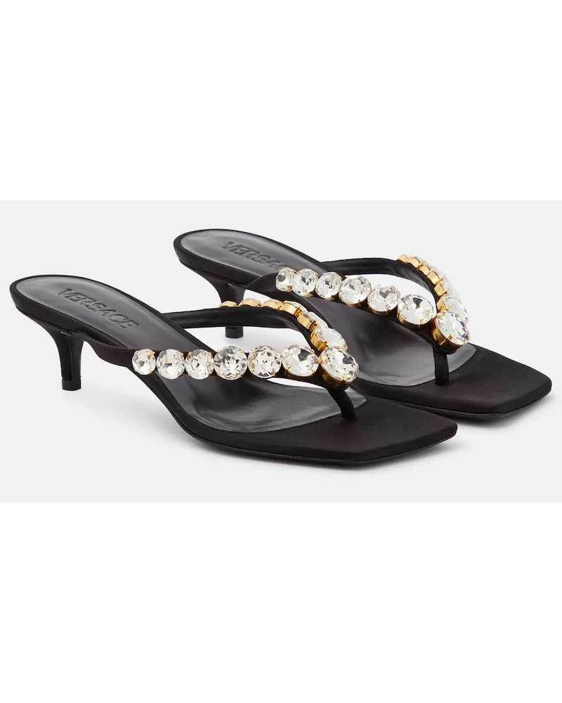 Versace Sandali infradito High Summer in raso Nero