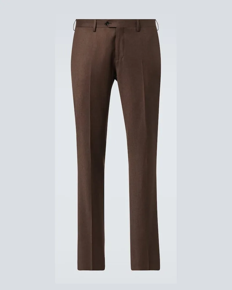 LARDINI Pantaloni da completo in lana e cashmere Marrone