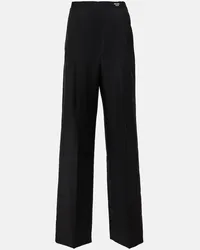 Prada Pantaloni in lana e mohair a gamba larga Nero