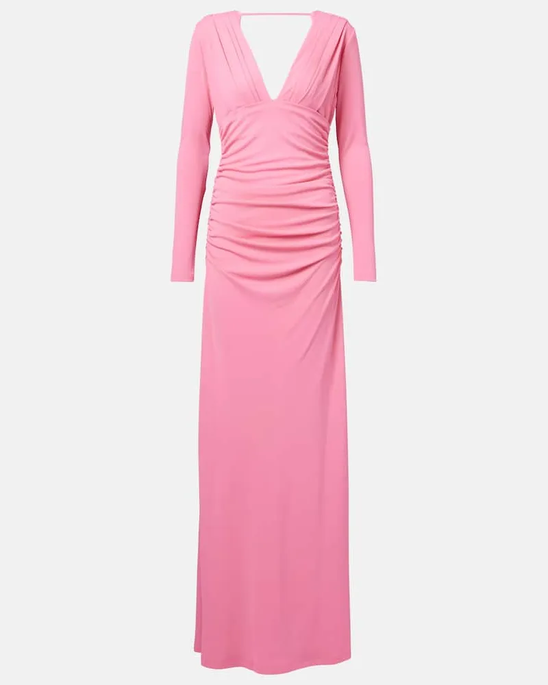 Carolina Herrera New York Abito lungo in jersey con ruches Rosa