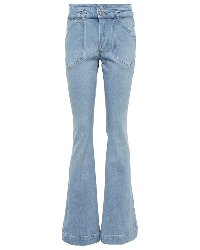 Frame Denim Jeans Double Button Flare a vita alta Blu