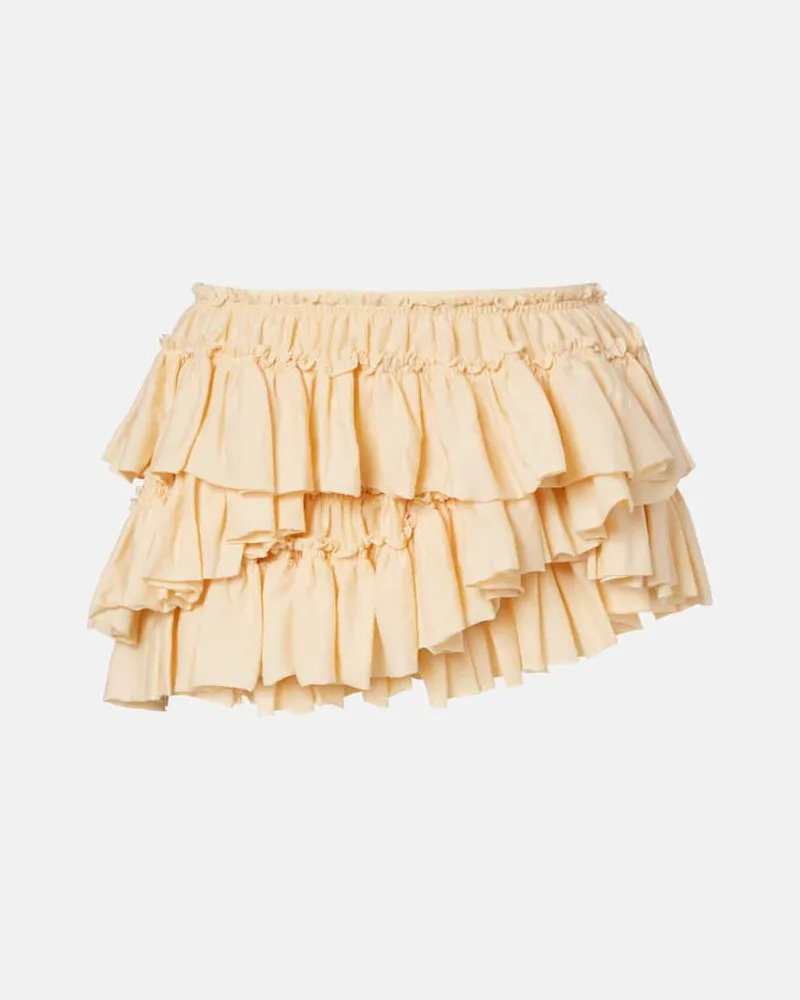 Dries van Noten Minigonna asimmetrica in cotone con volant Arancione