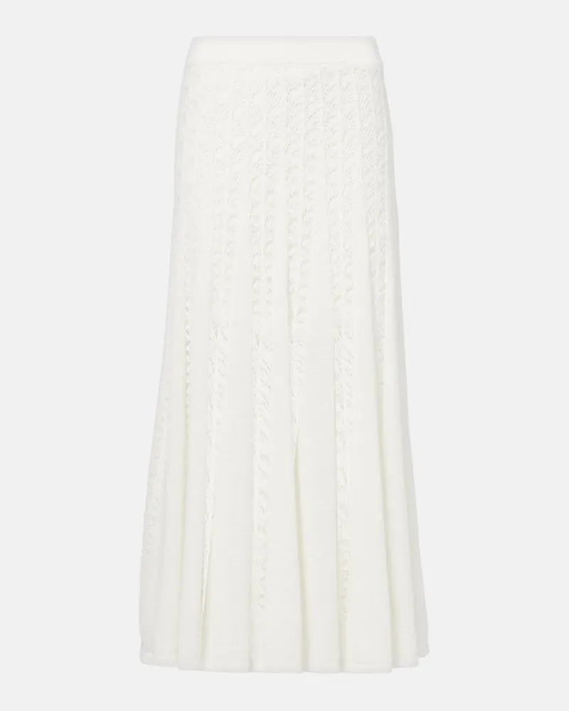 Zimmermann Gonna lunga Wylie Flared Knit in crochet di cotone Bianco