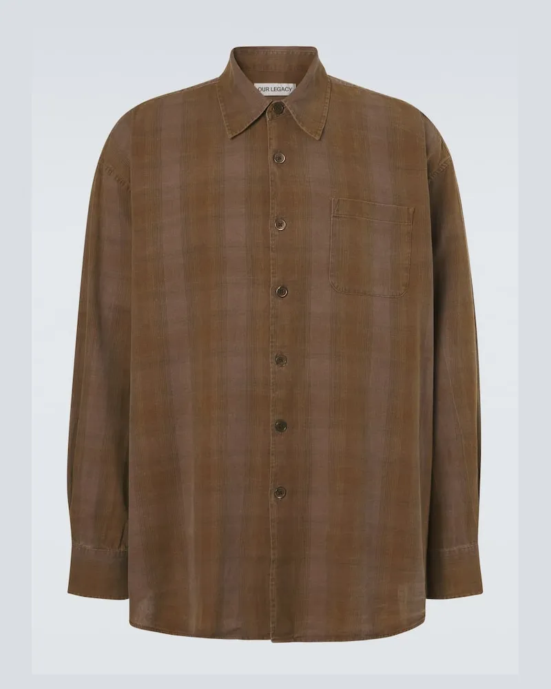 Our Legacy Camicia Borrowed in cotone a quadri Marrone