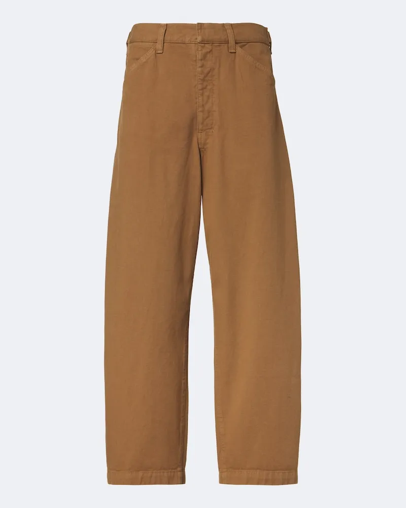 Christophe Lemaire Pantaloni barrel in twill di cotone Marrone