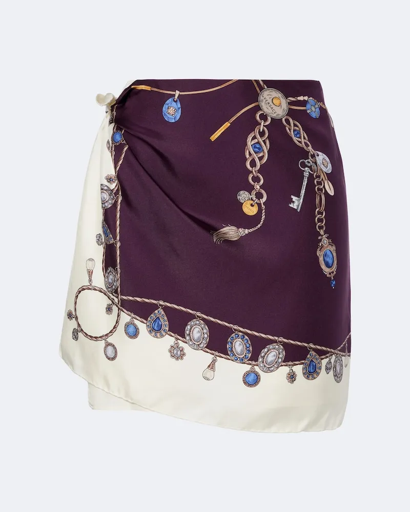Versace Gonna in twill di seta con stampa Viola