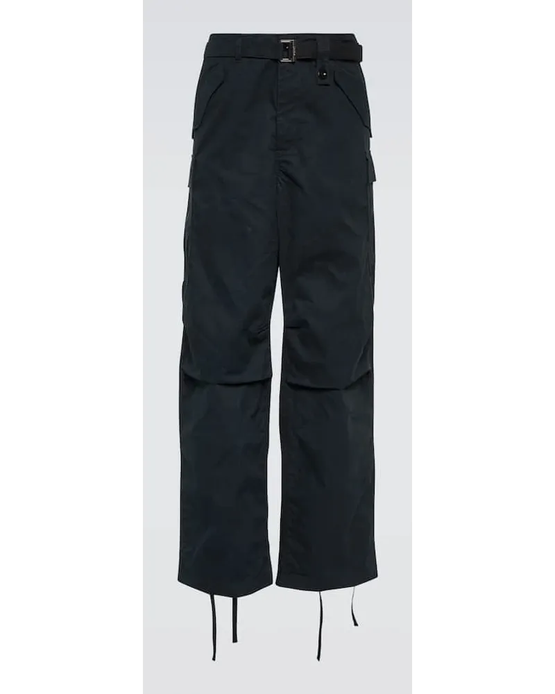 Sacai Pantaloni cargo in misto cotone Nero