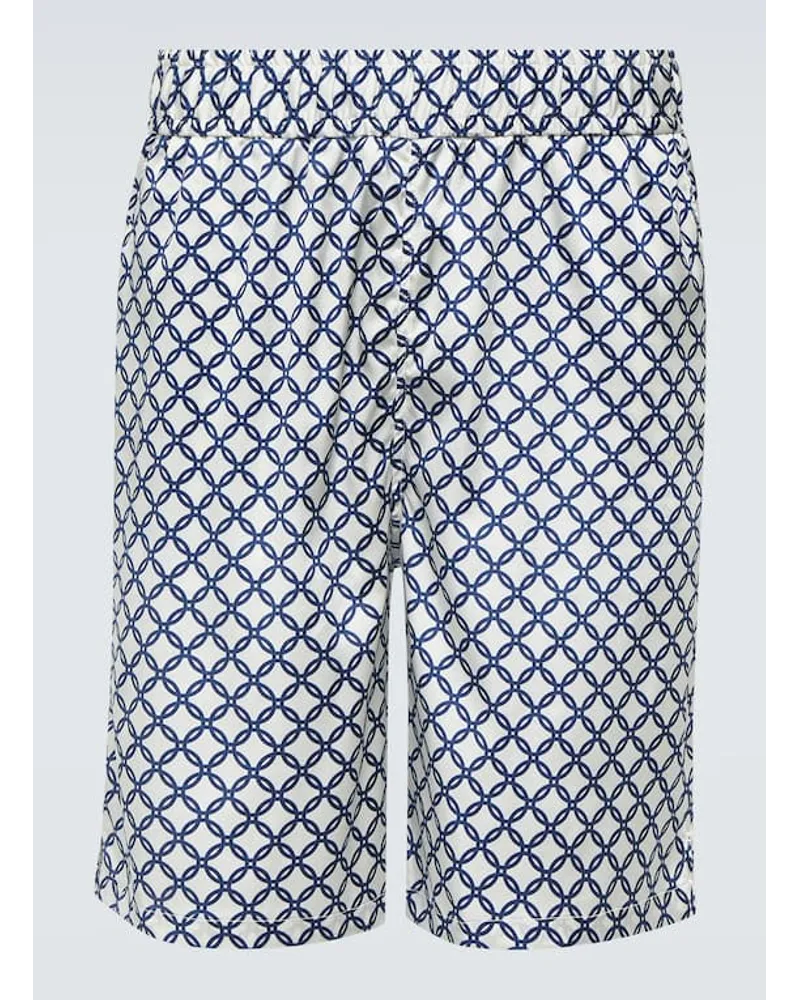 Frescobol Carioca Shorts Palma in misto seta con stampa Bianco