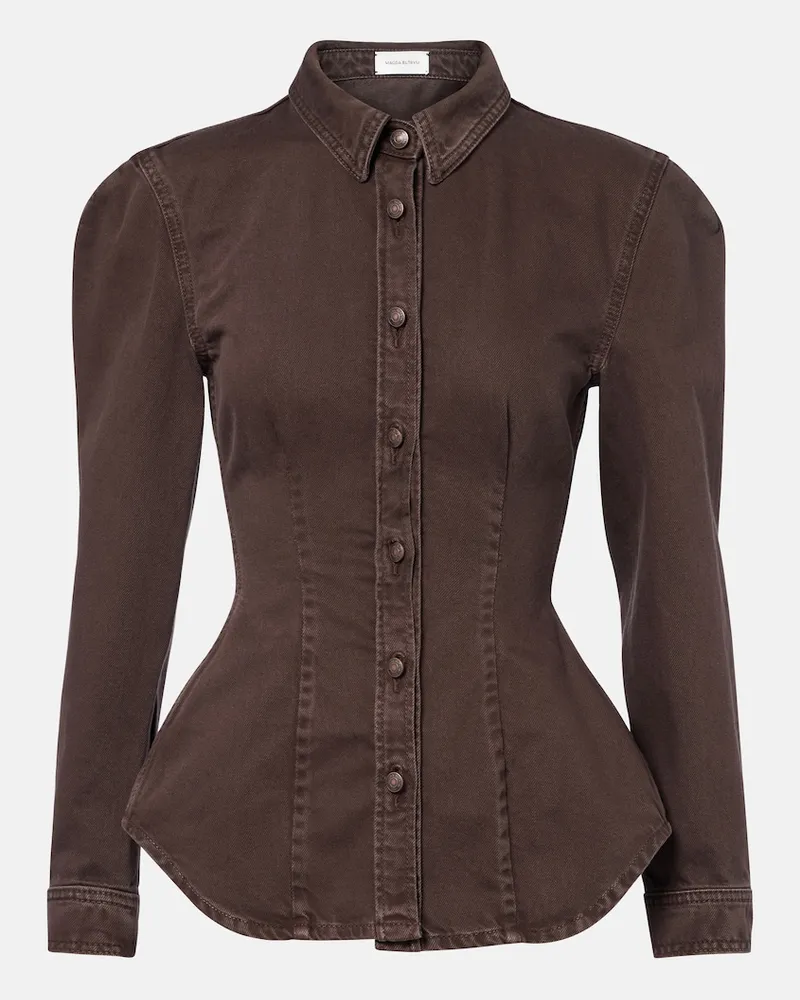 Magda Butrym Giacca di jeans Peplum Marrone