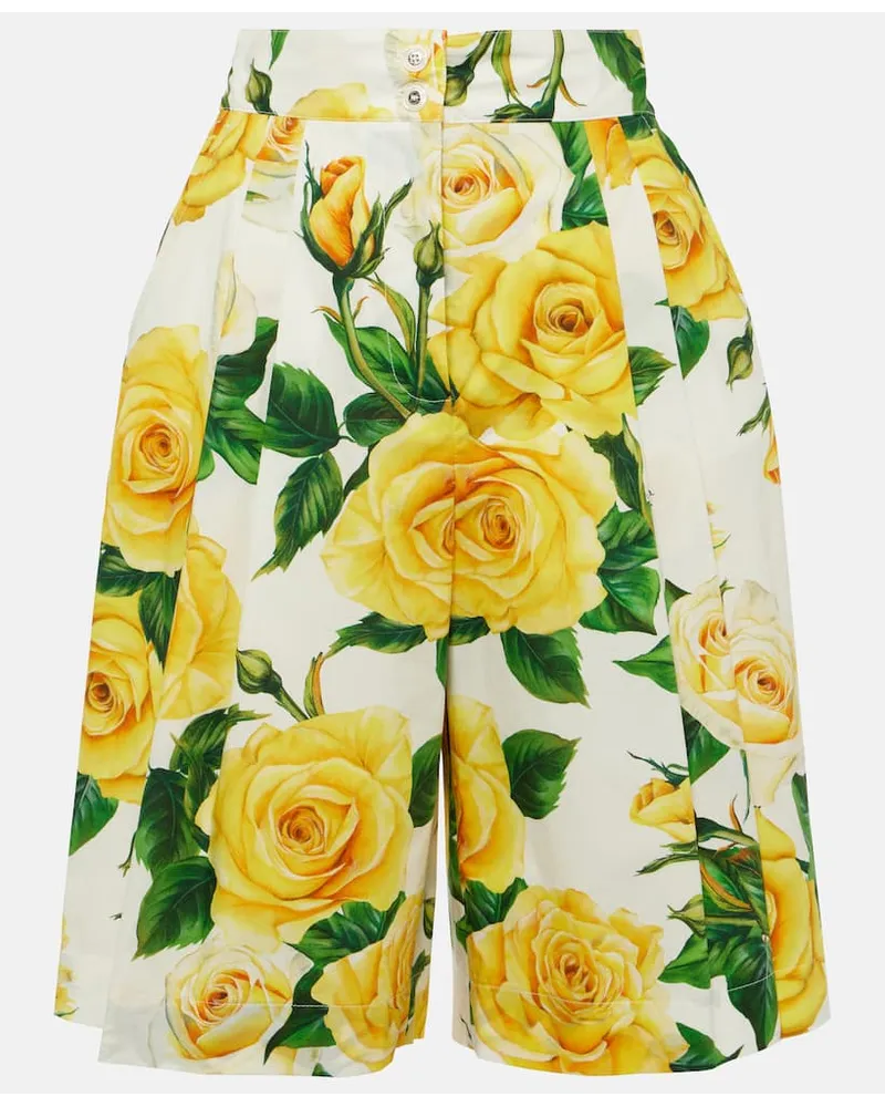Dolce & Gabbana Bermuda in cotone con stampa floreale Bianco