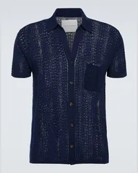 King & Tuckfield Camicia bowling in lana Blu