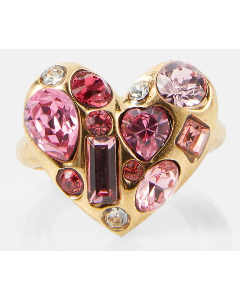 Oscar de la Renta Anello Gemstone Heart con cristalli Rosa