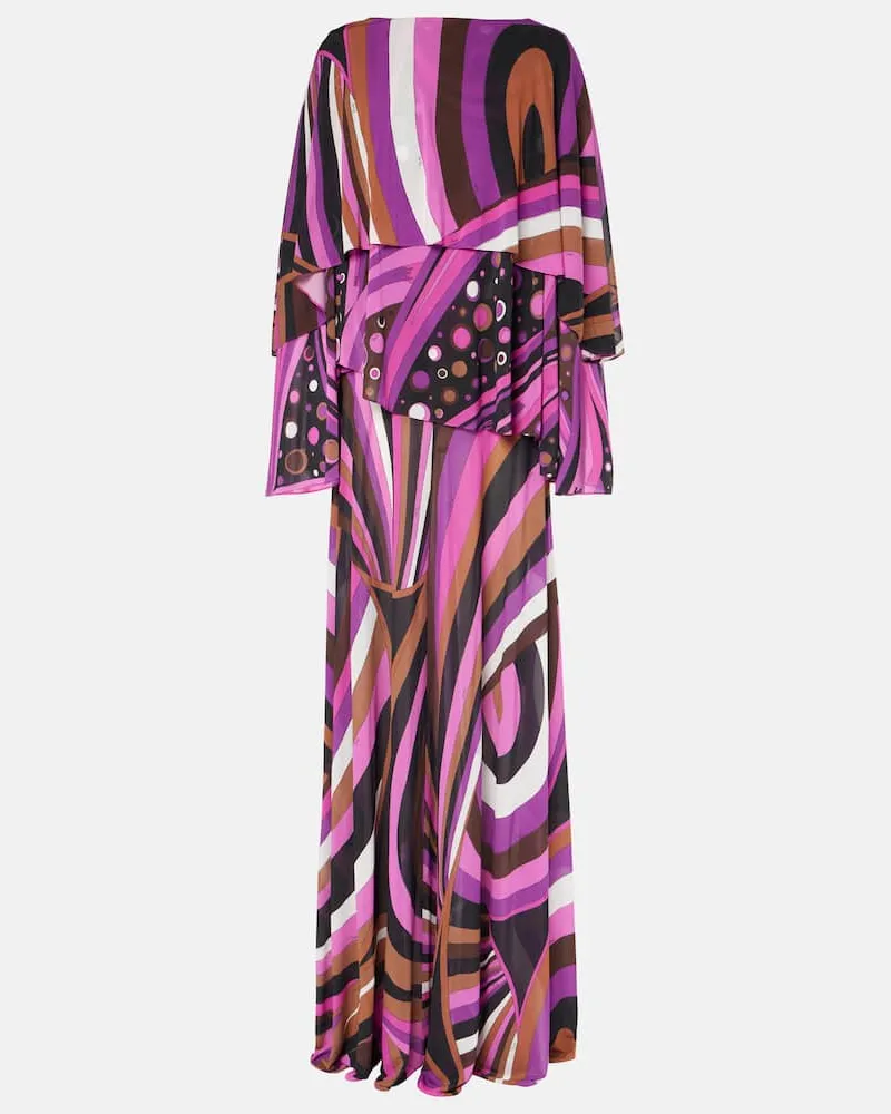 Emilio Pucci Abito lungo Iride in seta Multicolore