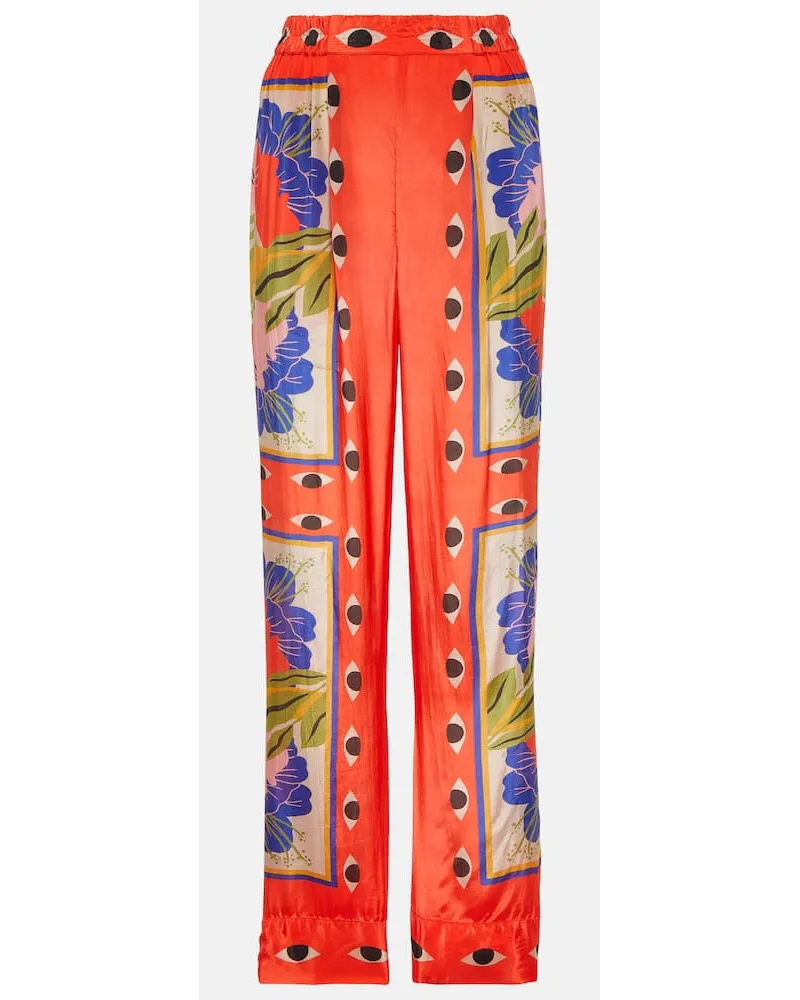 FARM Rio Pantaloni pigiama Surreal Scarf Sand con stampa Rosso