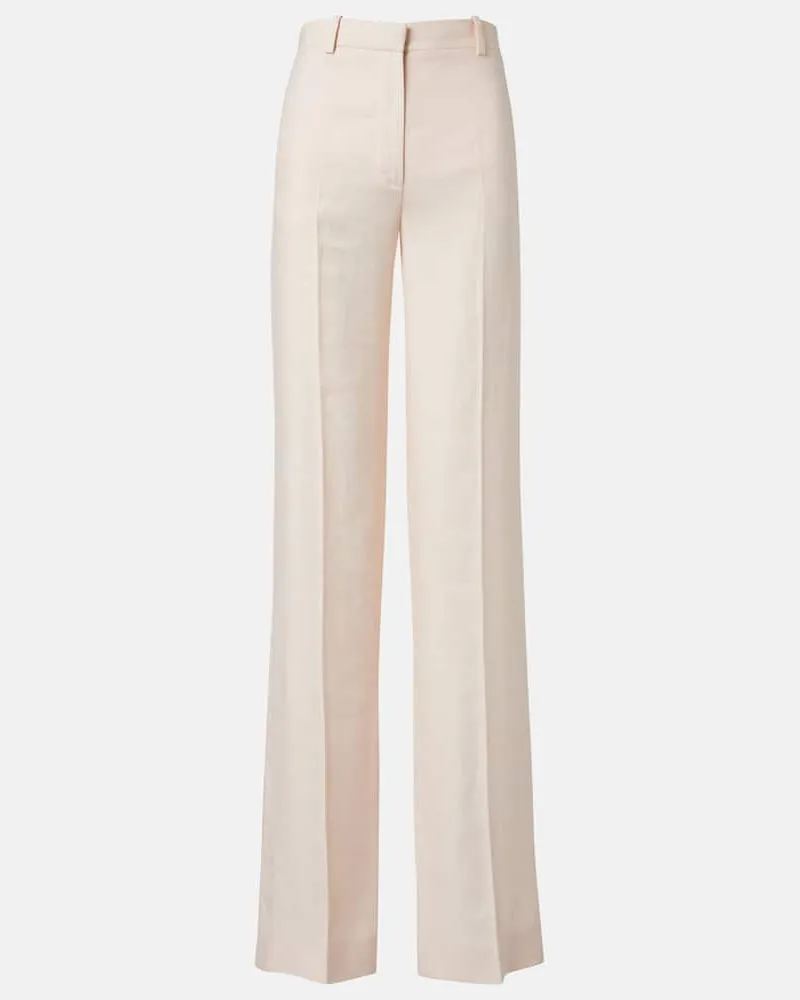 Loro Piana Pantaloni regular Goldie in lino e lana Rosa