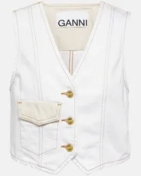 Ganni Gilet di jeans cropped Bianco