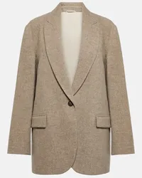 Brunello Cucinelli Blazer monopetto in lana di yak Grigio