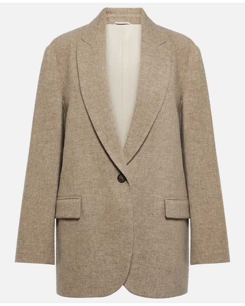Brunello Cucinelli Blazer monopetto in lana di yak Grigio