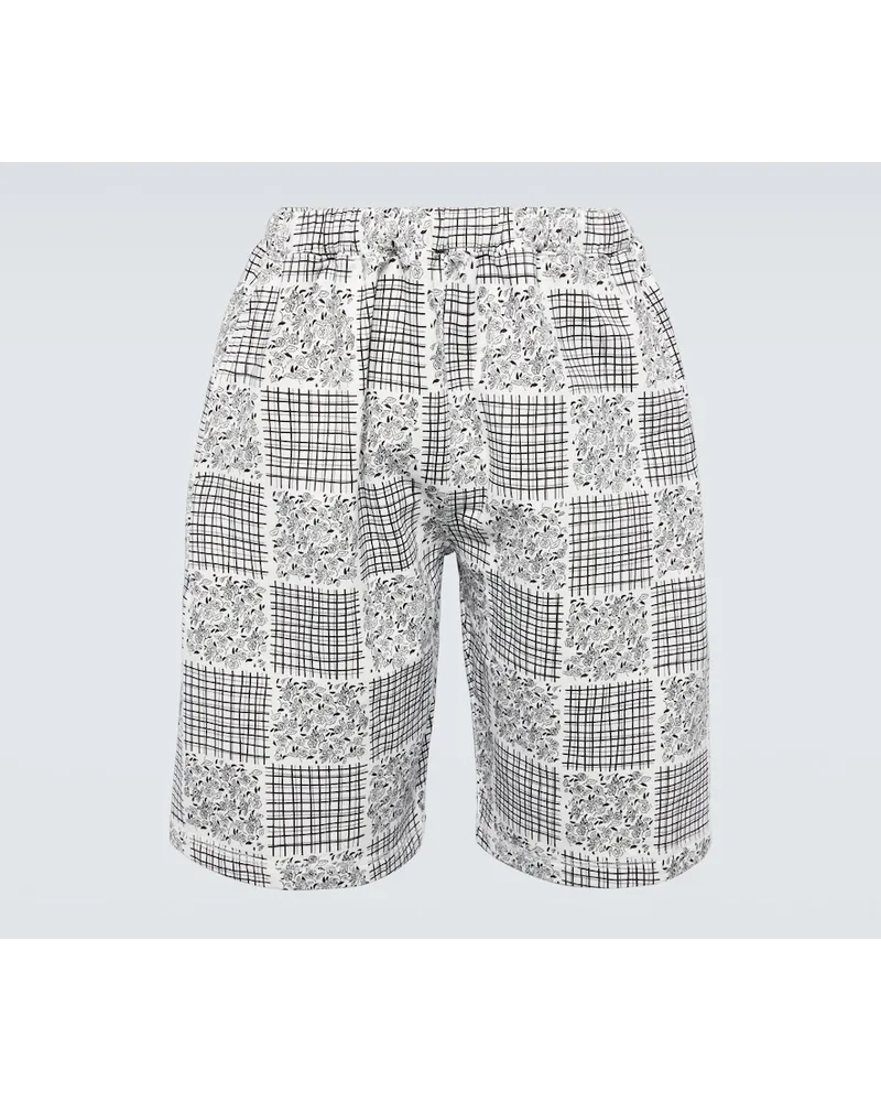 Kenzo Shorts in cotone con stampa patchwork Bianco