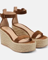 Gianvito Rossi Sandali espadrillas Portofino in suede con zeppa Marrone