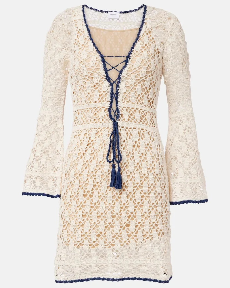 Anna Kosturova Abito corto Bianca in crochet di cotone Beige