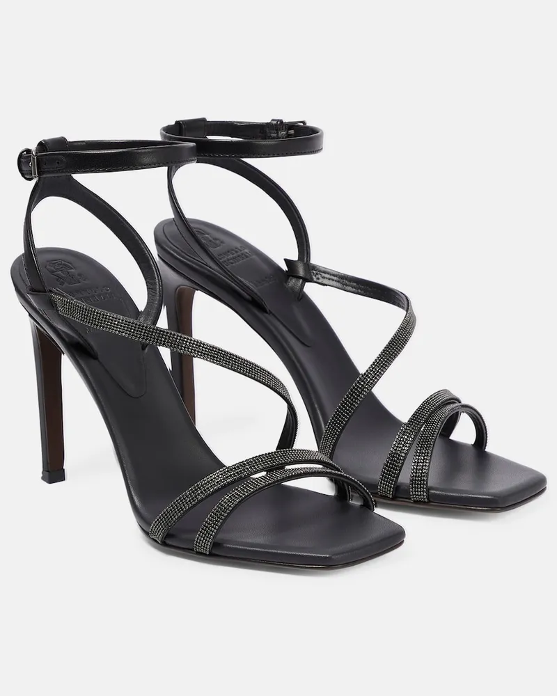 Brunello Cucinelli Sandali in pelle con decorazioni Nero