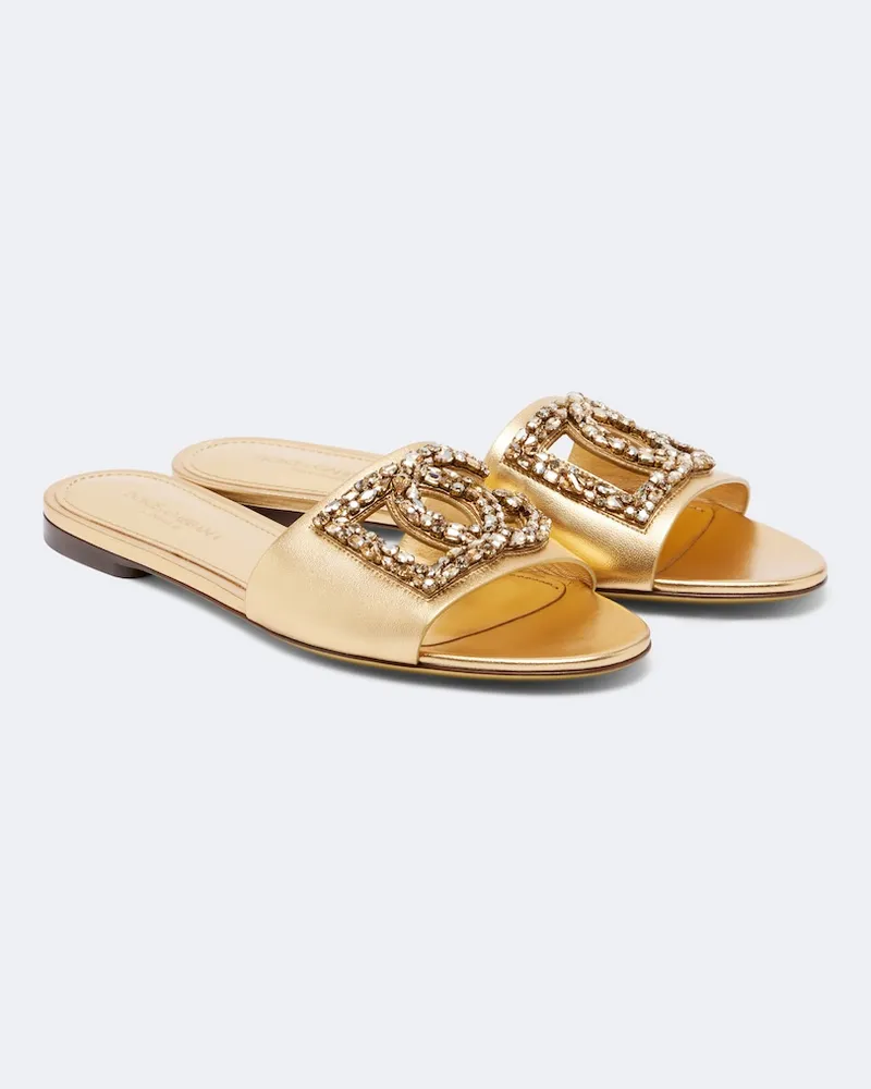 Dolce & Gabbana Sandali DG in pelle metallizzata Oro
