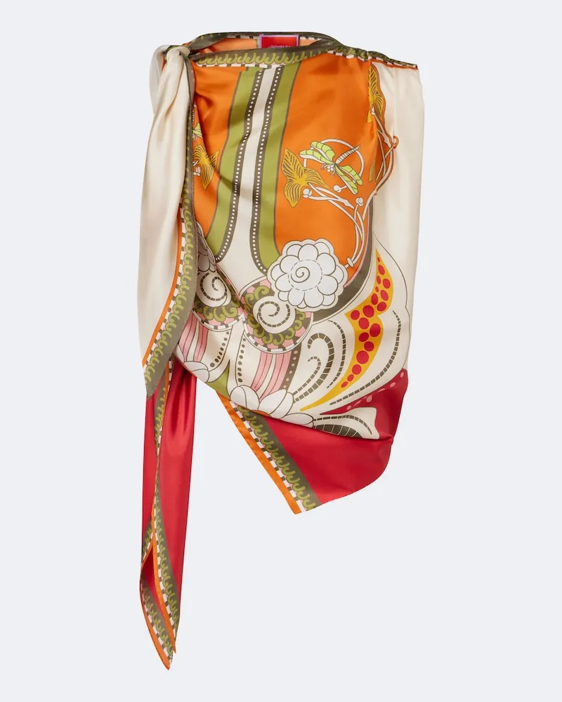 La DoubleJ Top Full-On in twill di seta con stampa Multicolore