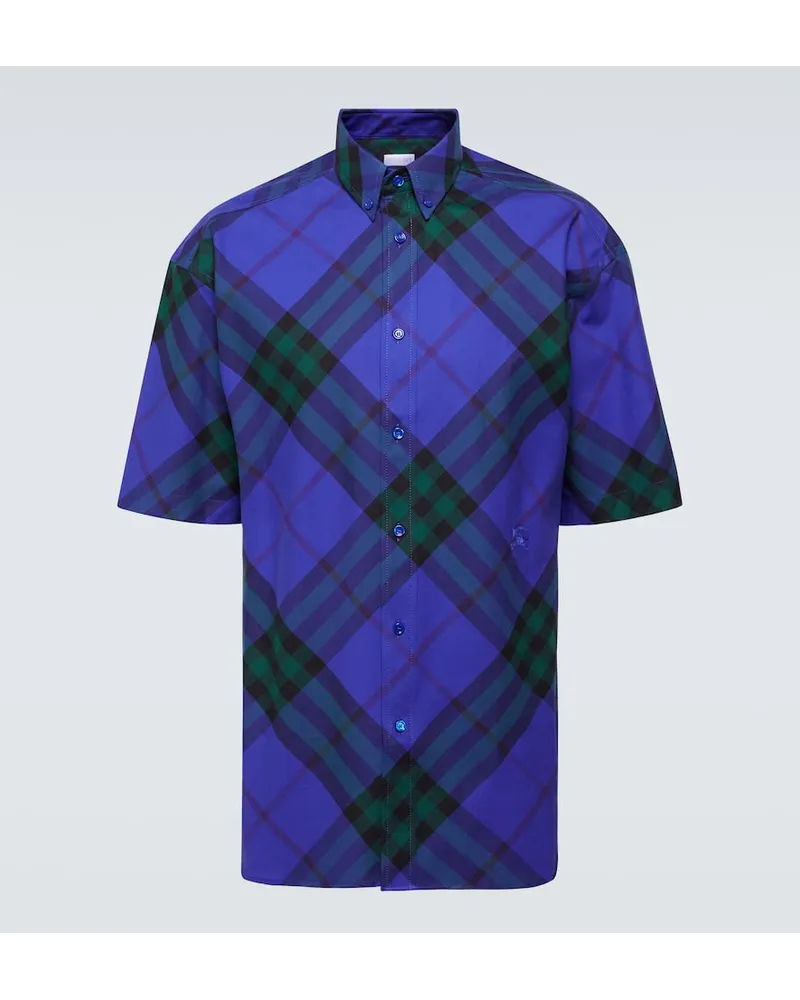 Burberry Camicia bowling Burberry Check in cotone Blu