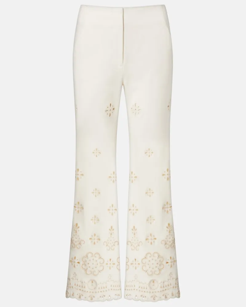 Veronica Beard Pantaloni Komi a gamba larga in twill di cotone Bianco