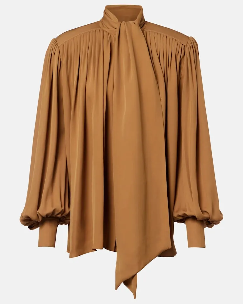 KHAITE Blusa Vali in georgette di seta Marrone