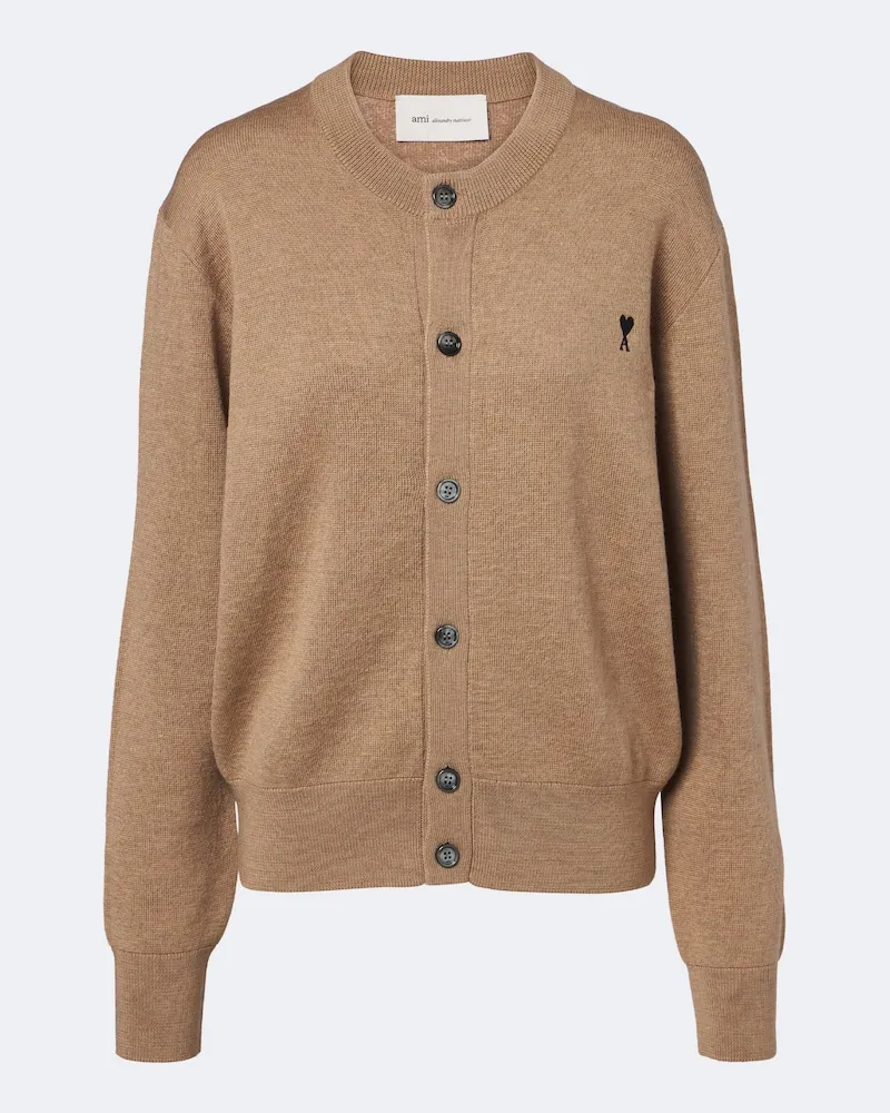 AMI Paris Cardigan in lana Ami de Cœur Marrone