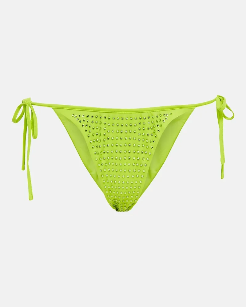 Self-Portrait Slip bikini con decorazioni Verde