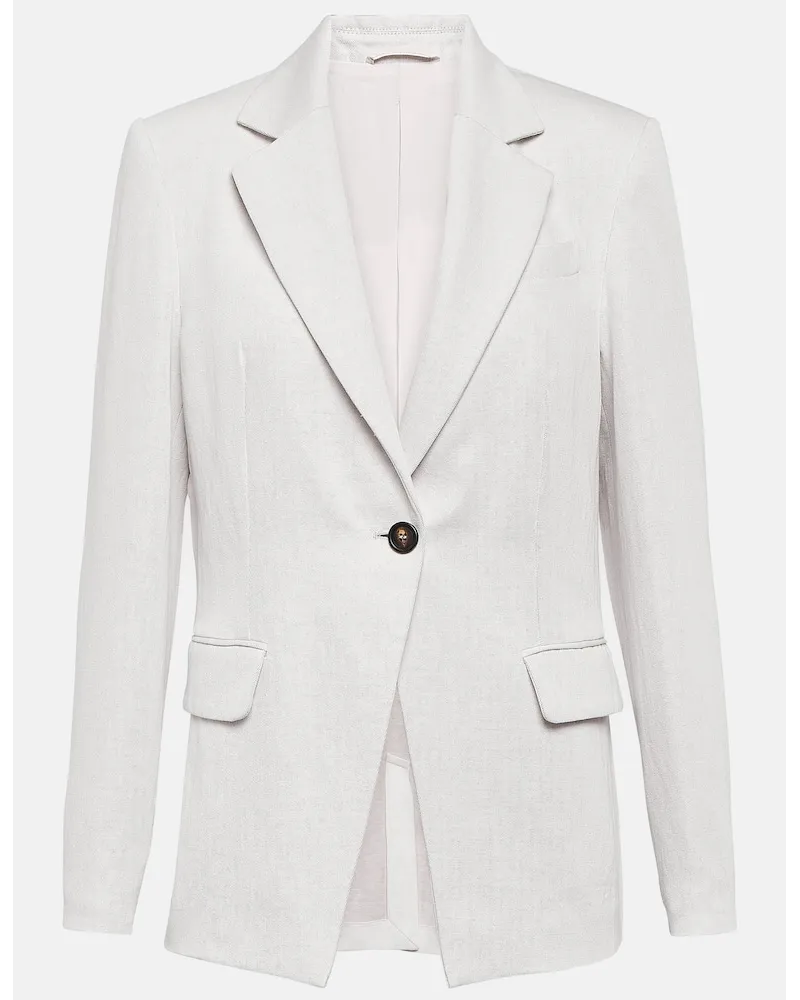 Brunello Cucinelli Blazer in cotone e lino Bianco