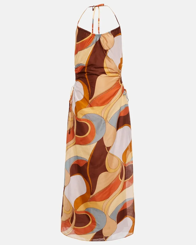 SIR Abito midi in cotone e seta con stampa Multicolore