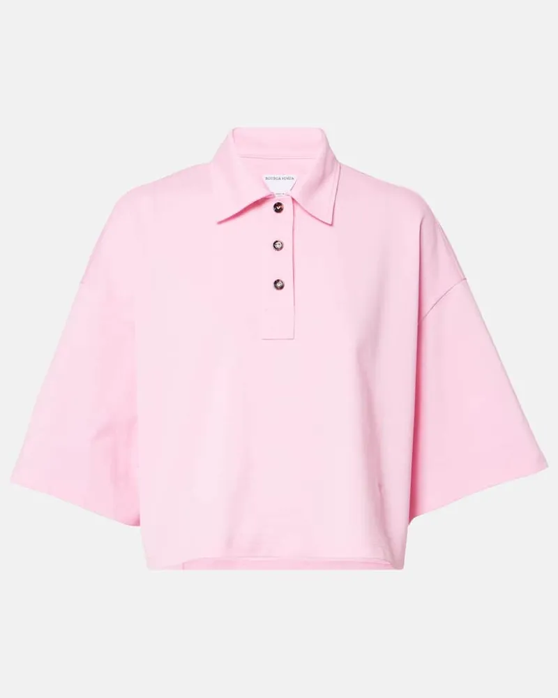 Bottega Veneta Polo cropped in cotone Rosa