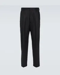 Dries van Noten Pantaloni tapered in flanella di lana Grigio